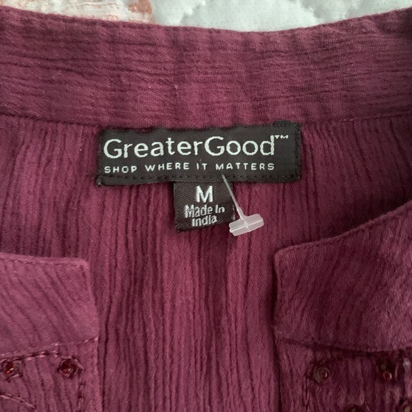 Burgundy Sequin Peasant Blouse NWOT Size M - Picture 3 of 3